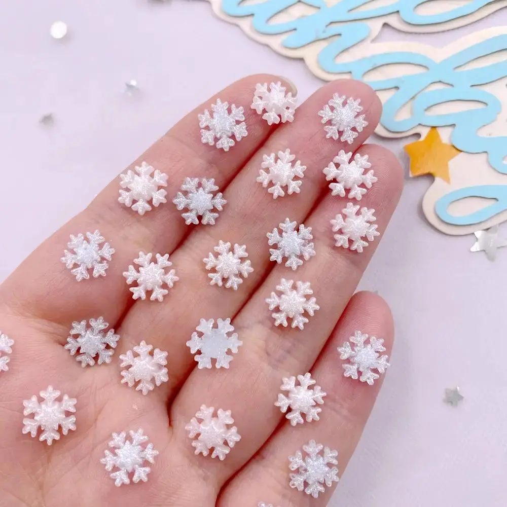 50pcs Mixed Resin Rhinestones 9mm Glitter Christmas Snowflower Art Flat back Loose Scrapbook DIY Wedding Decor Jewelry Crafts Accessories