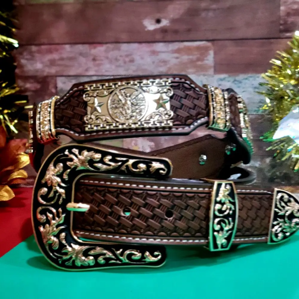 Centenario Western Belt  Cowboy Cowgirl/ star  Gold  genuine Leather sz Large