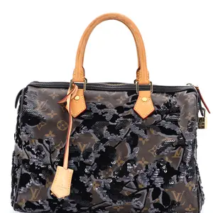 Pre-owned Louis Vuitton Canvas Coated, Sequins Top Handle Bags Speedy Handbag Fleur De Jais Monogram Canvas 30 by Rebag