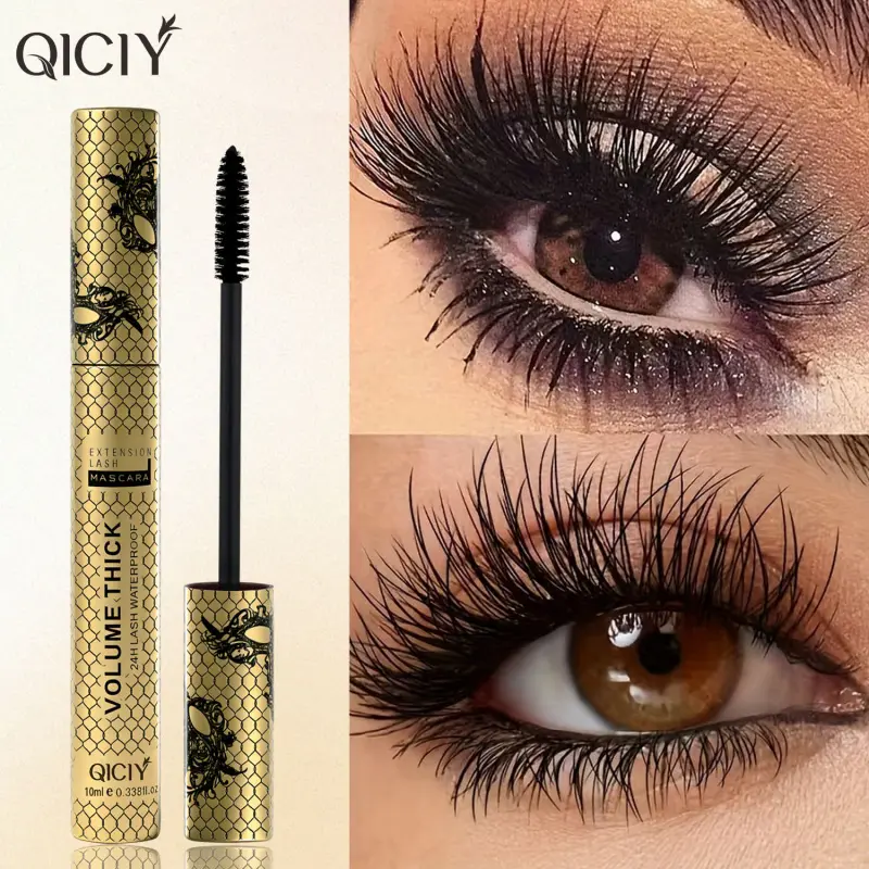 Women Mascara Voluminous Lengthening Mascara Natural Curling Fanning Waterproof Mascara Smudge Proof Sweat Resistant Mascara Fluffy Lashes Mascara