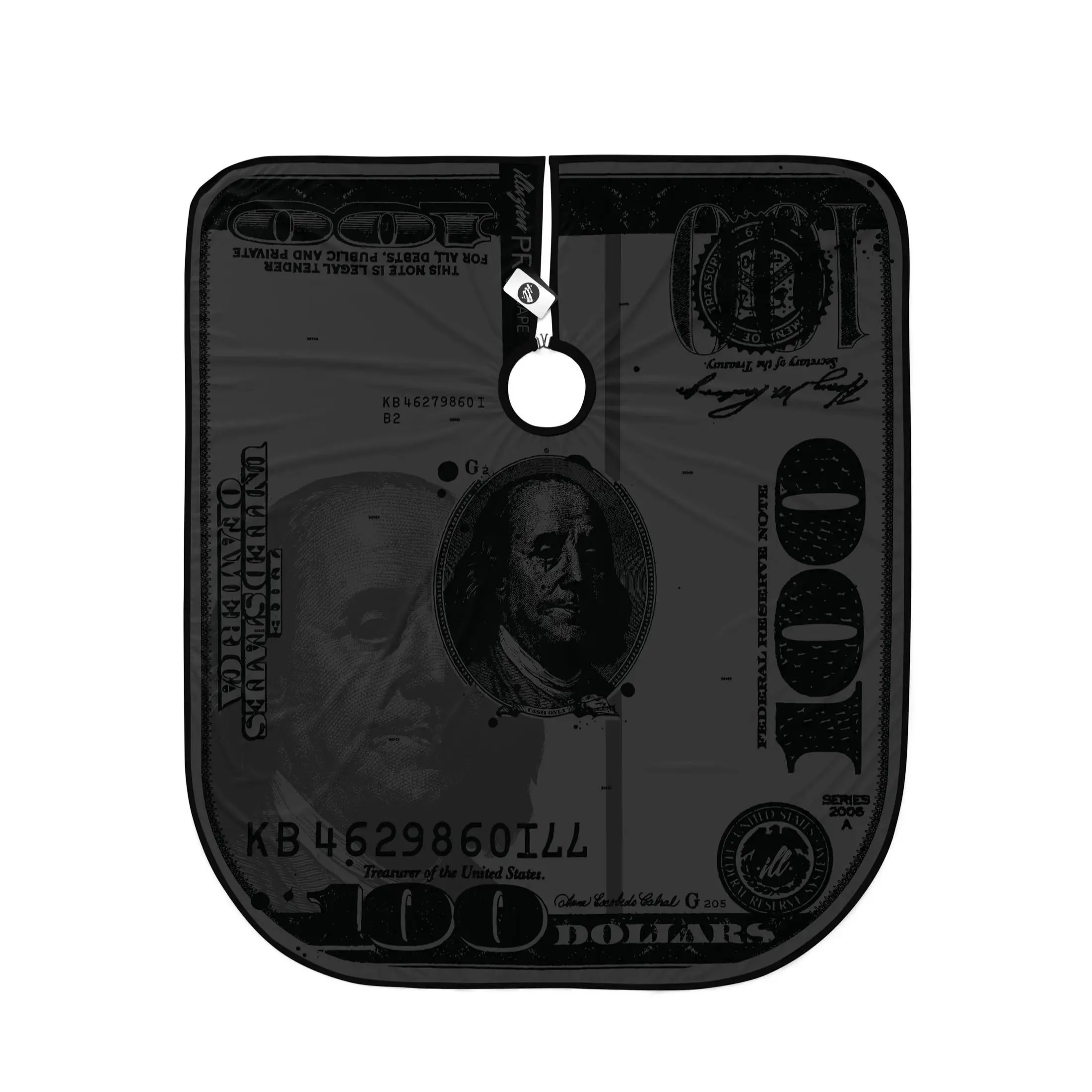 $100 Bill Blackout PRO Cape | Black Graphic Styling Cape | Printed Barber & Salon Cover | Haircut & Beauty Protection Cape