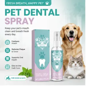 Yegbong Pet Teeth Spray Dog Cat Oral Care Fresh Breath Plaque Tartar Remover Yellow Teeth Stain Spray Dental Hygiene Tooth Spray for Dogs and Cats