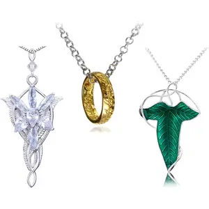 3 Set L Ring Leafstar Pendant Chain Necklace Princess Chain  Ring Pendant Necklace for Fans  Costume