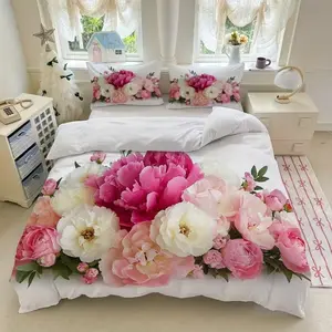 Floral Print Bedding Set, Soft Breathable Polyester Fabric, All-Season Use, Includes 1 Fitted Sheet & 2 Pillowcases, Soft Bedding Sets, Decorative Bedding Set, Bedroom Bedding Set