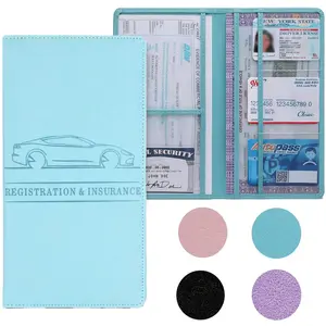 Car Registration and Insurance Holder Blue Vehicle Glove Box Car Organizer, Auto Truck Comparment Accessories Case with Magnetic Closure for Essential Document, Driver License, Cards