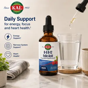 KAL B-6 B-12 Folic Acid DropIns — Liquid Energy Drops — Mom Daily Energy