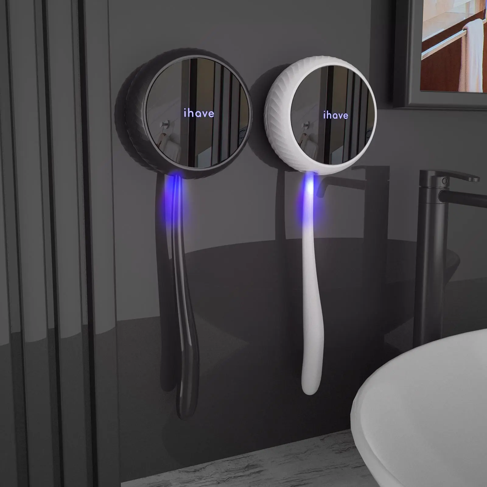 ihave UV Toothbrush Sanitizer - Wall-Mounted Magnetic Bacteria-Killing Sterilizing Mount Toothbrush Holder, Bathroom Organizer, Home Accessory (White Gift), Mount Toothbrush Holders