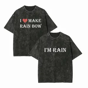 Vintage Washed Graphic T-Shirt for Women and Men, Oversized Double Sided Print Tee, Casual Loose Fit Short Sleeve Streetwear Shirt, Acid Wash Summer Top, Funny Letter Print Casual T-Shirt for Daily Wear