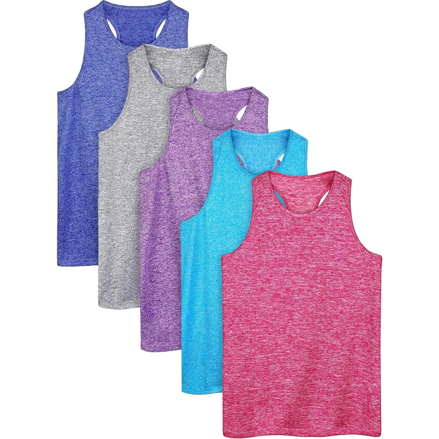 5 Pack Girls Active Dry Fit Tank Top Kids Sleeveless Racerback Tank Tops Girls Athletic Dance Performance TopsGift.