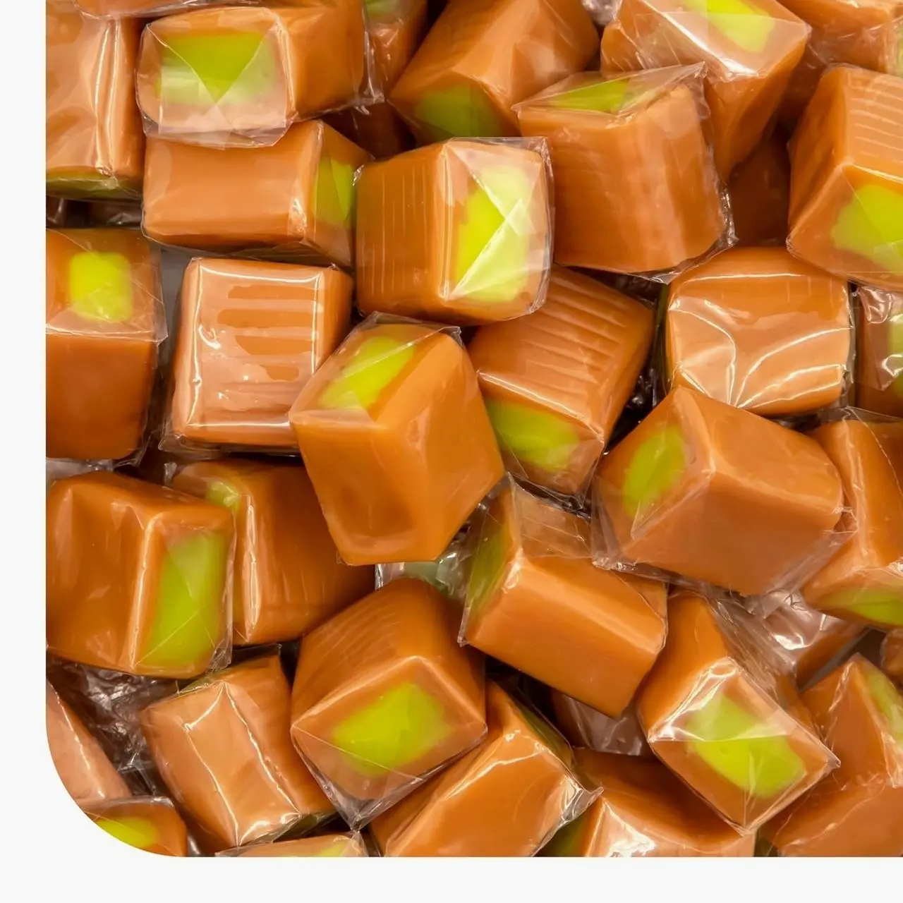 Caramel Cubes Candy - 2 Pound Pack (150 Count) - Green Apple Filling - Individually Wrapped