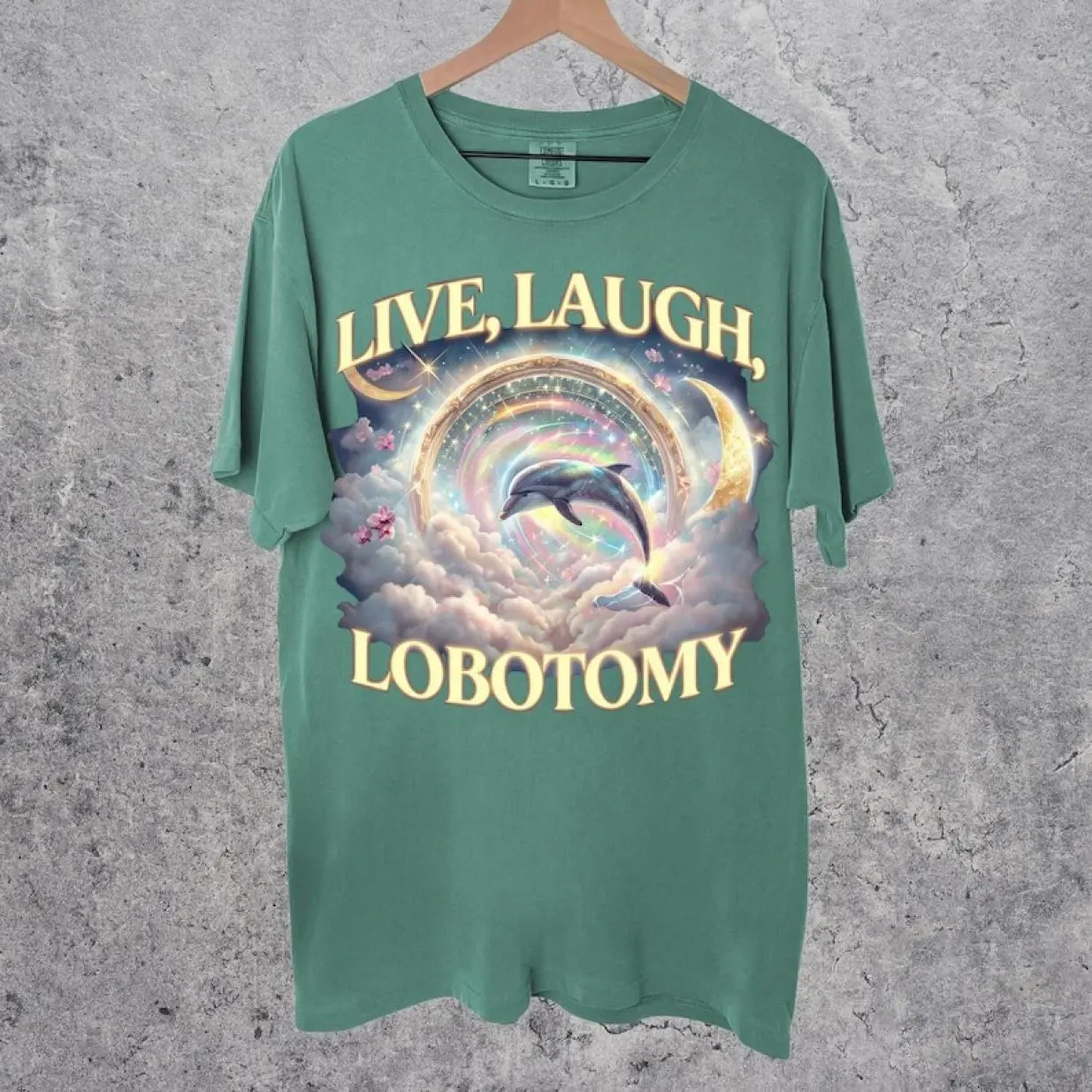 Live Laugh Lobotomy Comfort Colors Unisex T Shirt, Funny Dolphin Meme T Shirt, Silly T Shirt, Weird T Shirt, Vintage Graphic