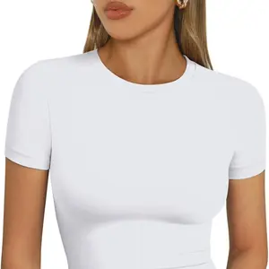 Womenswear Women's Buttery Soft Short Sleeve Basic T-Shirts, Summer Casual Tops