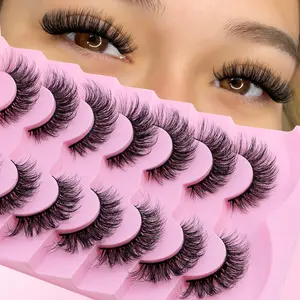 7 pairs of cat-eye crossed false eyelashes, natural and elegant, creating an exaggerated style, looking natural and realistic. Natural false eyelashes, fluffy 3D striped eyelashes Fake Lashes