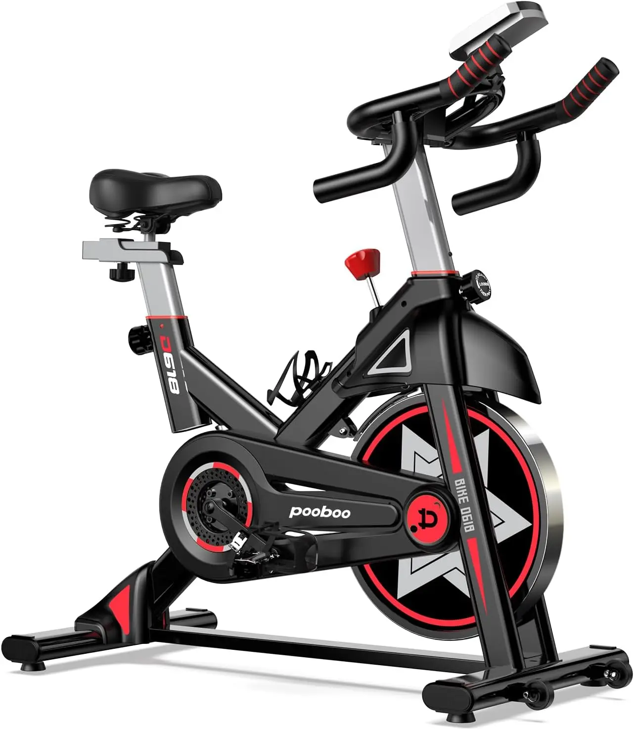 POOBOO Exercise Bike, Stationary Bike for Home Gym, Magnetic Resistance Indoor Cycling Bike w/Comfortable Seat Cushion & Tablet Mount, Silent Belt Drive Indoor Bike for Cardio Workout