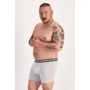 Bonds Everyday Boxer Brief 3 Pack Men's Underwear Comfortable Fit Soft Stretch Fabric Breathable Bmvtga Menswear Classic Comfy Black Beige Plain Seamless Sides Mid-thigh Length