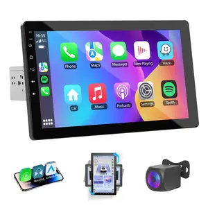 10.1" Rotatable Touch Screen Car Stereo Single Din - Android 13, Wireless CarPlay/Android Auto, 4-Core CPU, 2GB+32GB, GPS Navigation, Hi-Fi Sound, Bluetooth 4.2, AHD Backup Camera (Vertical Fit) fathersdaygift rca output