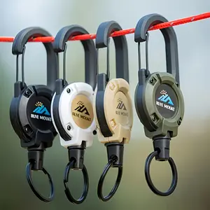 Bute Mount 2-Piece Telescopic Keychain Set with Lanyard and Steel Cable Multi-functional Tool and ID Holder for Outdoor Camping Hiking and Fishing EG484292