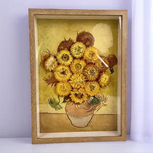 Van Gogh Sunflowers Preserved Flower Frame Aesthetic Room Decor Real Dried Flowers Vintage Inspired Shadow Box Ideal for Dark Corners Home Office Display