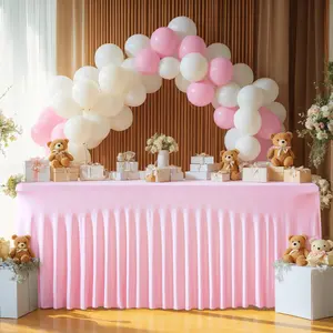 Elegant 4 Pack Elastic Pleated Tablecloths for Rectangle Tables 4/6/8ft Wrinkle-Free Washable Covers for Weddings Parties & Holiday Events