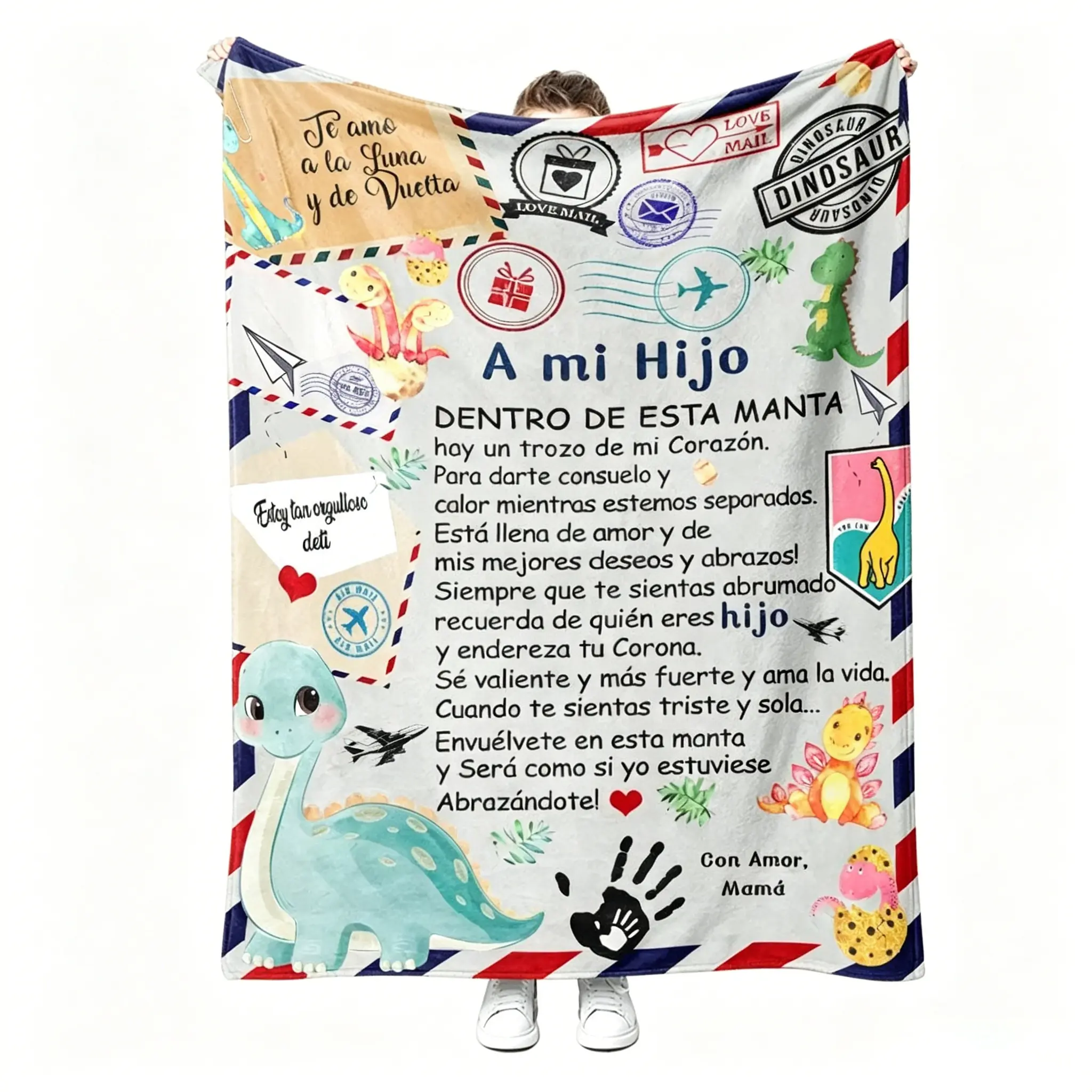 Cartoon Dinosaur Pattern Blanket, 1 Count Soft Warm Throw Blanket, Air-conditioned Room Blanket, Warm Nap Blanket for Home Office Travel, Slogan Print Blanket