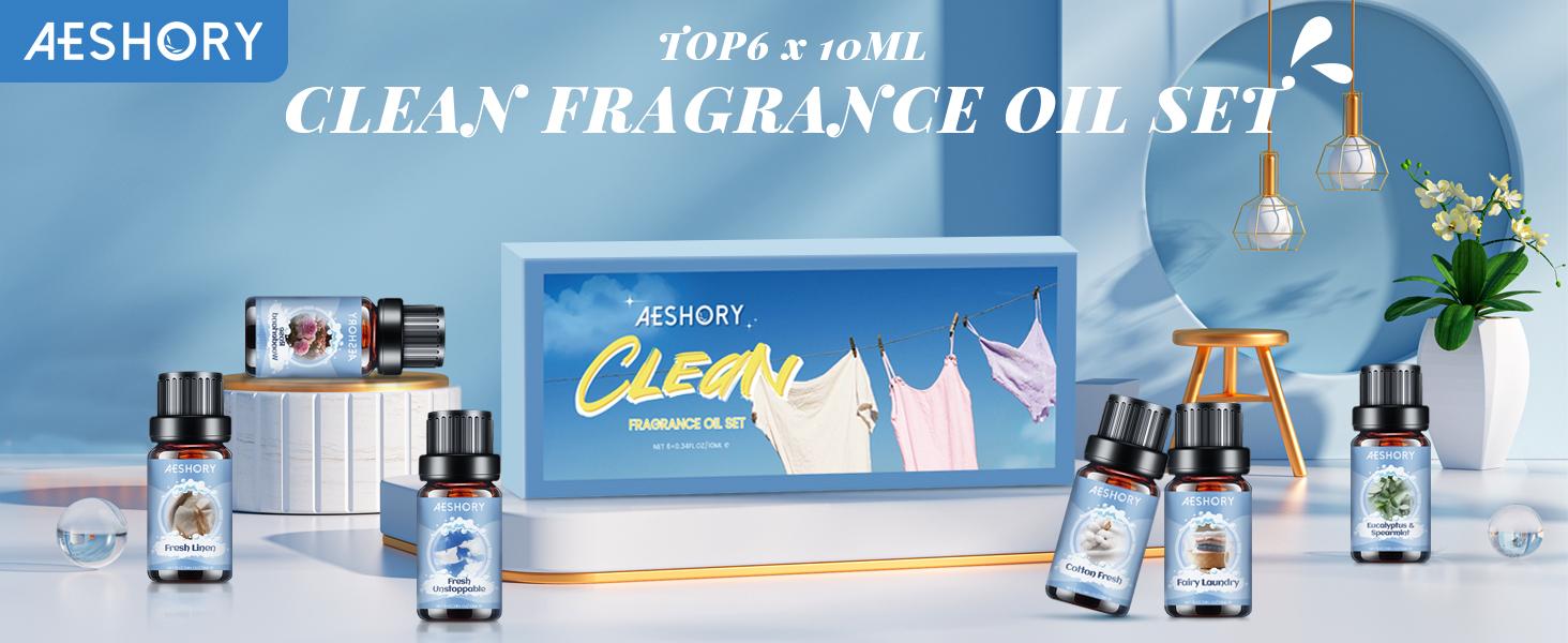 Clean Essential Oils Set - 6 Premium Essential Oils for Diffusers for Home, Candle Making & Soap Making: Eucalyptus Spearmint,Fresh Linen,Rose Wonderland. Woody Floral Scent Homemade