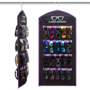 Sunglasses Organizer - 40 Slots Eyeglass Holder Stand, Foldable Design for Eyewear Storage, Wall Mount Organizer