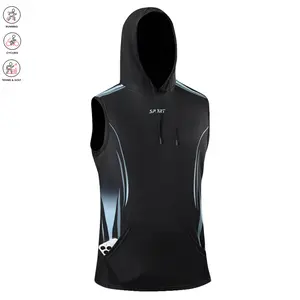 Men’s sleeveless hooded tank top — casual men’s fitness wear suitable for basketball, running, training; loose, lightweight, quick-drying, breathable solid-color thin men’s gym apparel