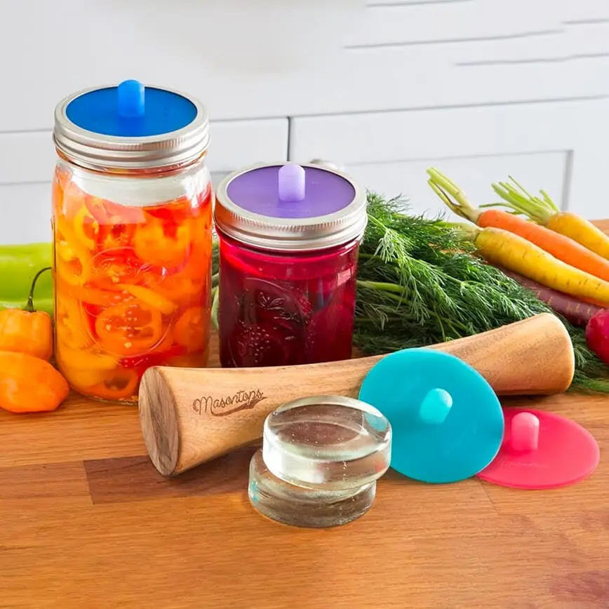 Complete Fermentation Kit for Pickles, Kitchen Preserving Containers with Seal, Edible Weights, and Tamper (Kitchenware, Kitchen Utensils & Gadgets)