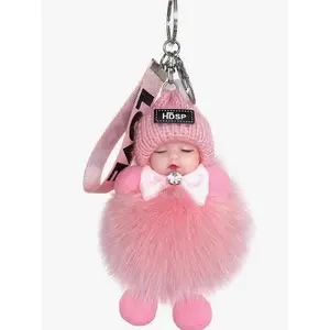 handbag charm Parking Key - Secure Your Car with This Durable Design Featuring Adorable Pink Plush Doll Charm with Bow and Hat car  accessories  girls