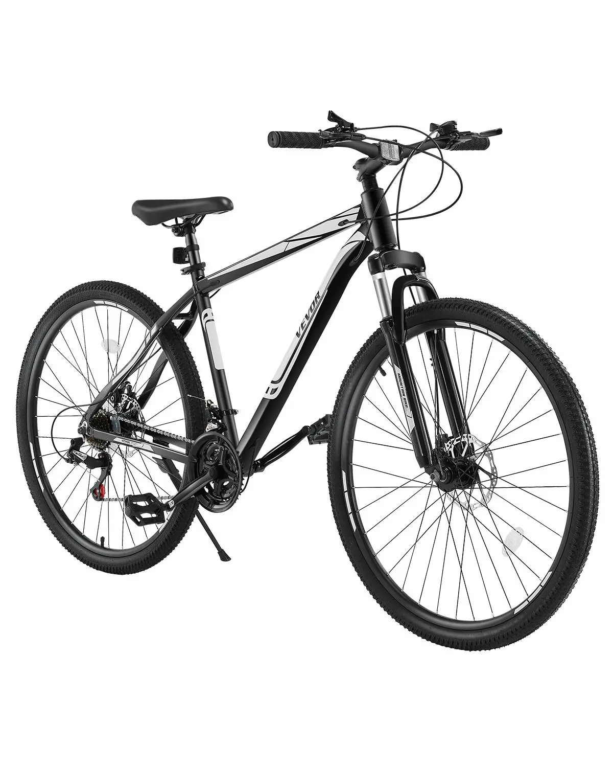 VEVOR 29-Inch Adult Size MTB Bicycle, 21 Speeds SHIMANO Twist Shifting, Front Suspension, Dual Disc Brakes, Aluminum Alloy Frame, Comfort Saddle, Pre-Assembled for Off-Road Trails MTB Biking