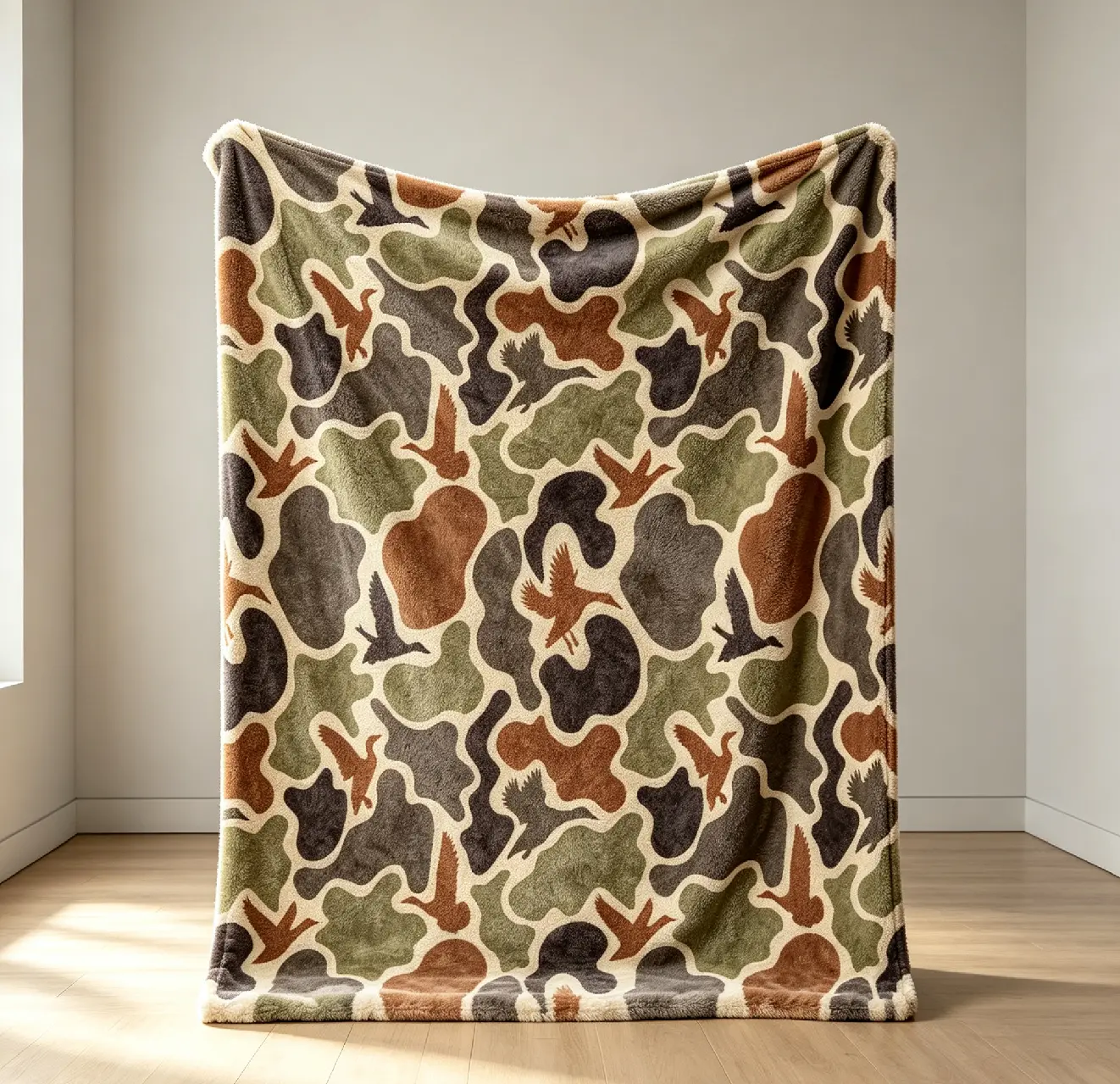Vintage Duck Camo Blanket Retro Hunting Style Camouflage Throw for hunters outdoor Car Travel Home Gift for Men Women Adults birthday gift christmas gift comfy campus dorm blanket cozy nap game lightweight all-season use Back to School Dorm Gift