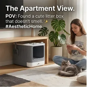 Premium Enclosed Cat Litter Box - Odor Control & Privacy Design,Modern Hidden Cat Litter Box - Stylish & Easy to Clean,Large Enclosed Cat Litter Box with Privacy Hood & Litter Tray,Modern Enclosed Cat Litter Box - Privacy & Odor Control Design