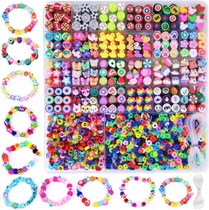 2480pcs Polymer Clay Beads Charms for Bracelets Making Kit Cute Fun Beads Friendship Bracelet Making DIY Arts Crafts Birthday Gifts Toys for Kids Girls Age 6-13