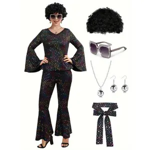7pcs/set 70s 80s Disco Hip-hop Rock Opera Costumes Adult Women'S Halloween Stage Costumes