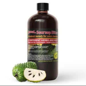 Natures prime Organic Soursop Bitters 16 fl oz - All Natural Remedy for Colon Cleansing with 21 Herbs & Roots Gut Support Energy & Immune Boost Vegan Non-GMO