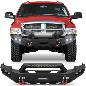 For 2003 2004 2005 Dodge Ram 2500/3500 Front Bumper Truck Steel Bumper with Winch Plate Lights and D-rings