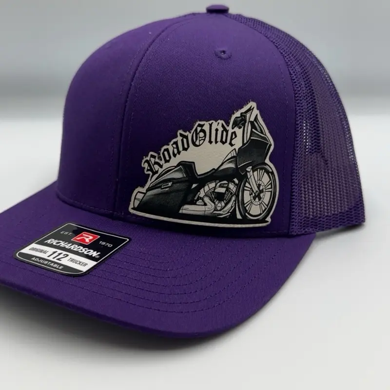 Road Glide Custom Patch Hat - Adjustable Snap-Back Style - Classic 112 to Flat Bill Flex Fit - Available in Multiple Colors & Designs - Unisex Baseball Cap