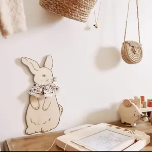 Wooden rabbit wall decoration, suitable for children's room wall decor
