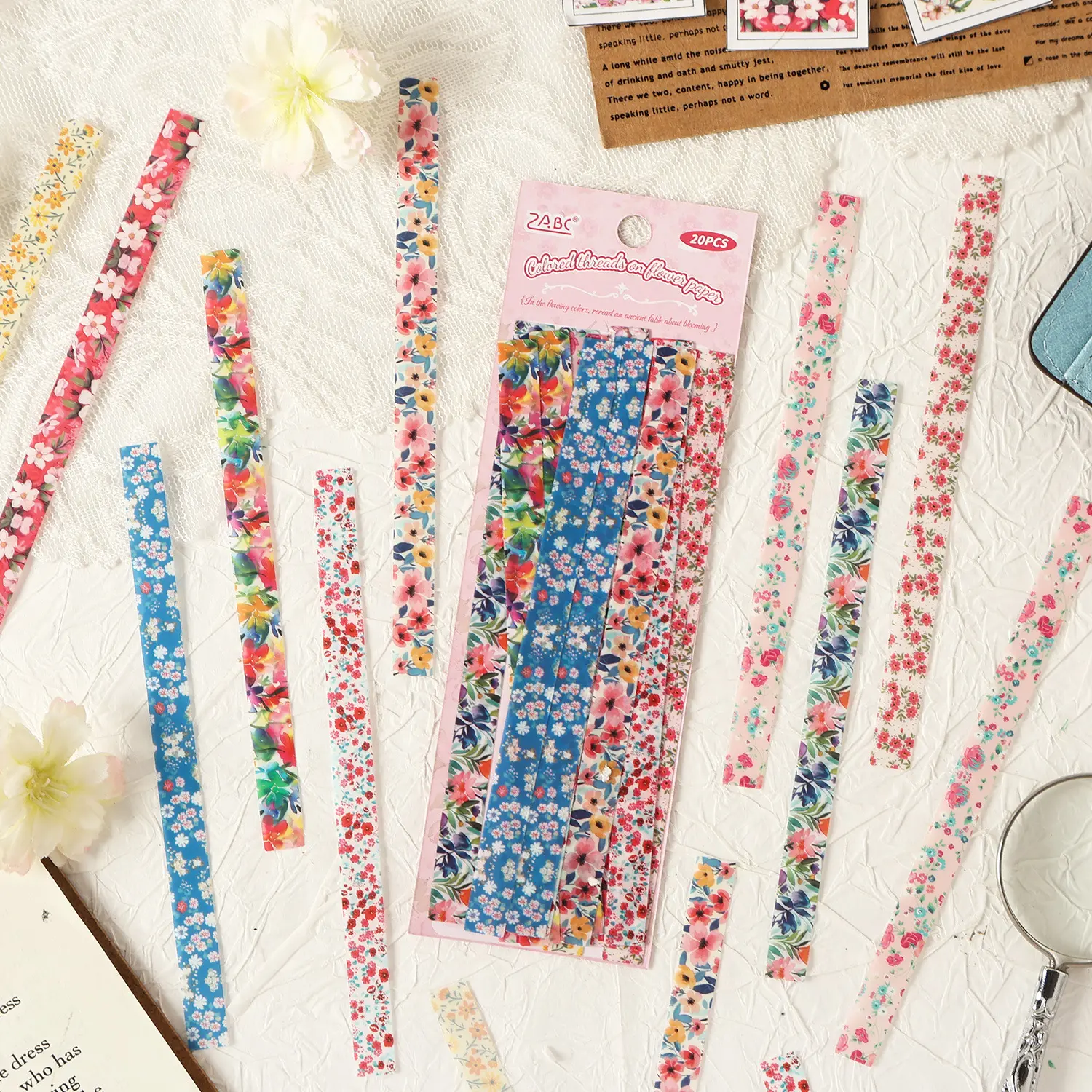 Boho Floral Shabby Chic Stickers Pack - 4 Unique Designs Scrapbook Supplies for Crafting, Planner Decoration, Floral Stickers