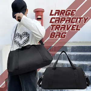 Black Large Capacity Travel Bag Duffle Bag Gym Sports Duffel Unisex Handbag.
