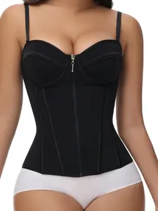 1 Count Ladies Waist Trainer for All Seasons, Women's Zipper Closure Shapewear Tank Top, Fajas, Solid Color Tummy Control Shaper Vest Corset, Womenswear, Curves Waist Cincher,Underwear, Suitable For Daily Wear Or Party