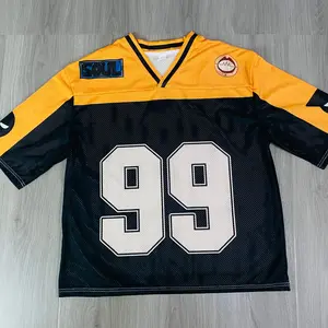 Soul Eater Jersey Sound Soul Football Jersey - Gold & Black Interlocked Fabric Box Fit Sublimated Design Number 99 DWMA Streetwear