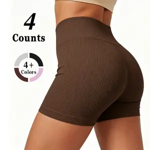 Women's High Waist Ribbed Sports Shorts, Invisible Ruched Butt Lifting Design, High Elastic & Slim Fit, Breathable & Skin-Friendly. Versatile for indoor fitness, outdoor activities and daily wear.