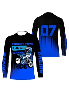 Youth Off-Road Motorcycle Jersey Green Off-Road Motorcycle Shirt Boys Girls Long Sleeve T-shirt Breathable Outdoor Cycling TOPS