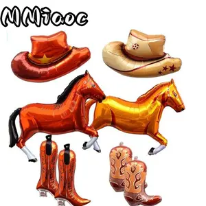 8pcs Western Themed Party Set, Cowboy Hat, Boots, Horse, No Need for Electricity, Used for Birthday Decoration, Party Decoration