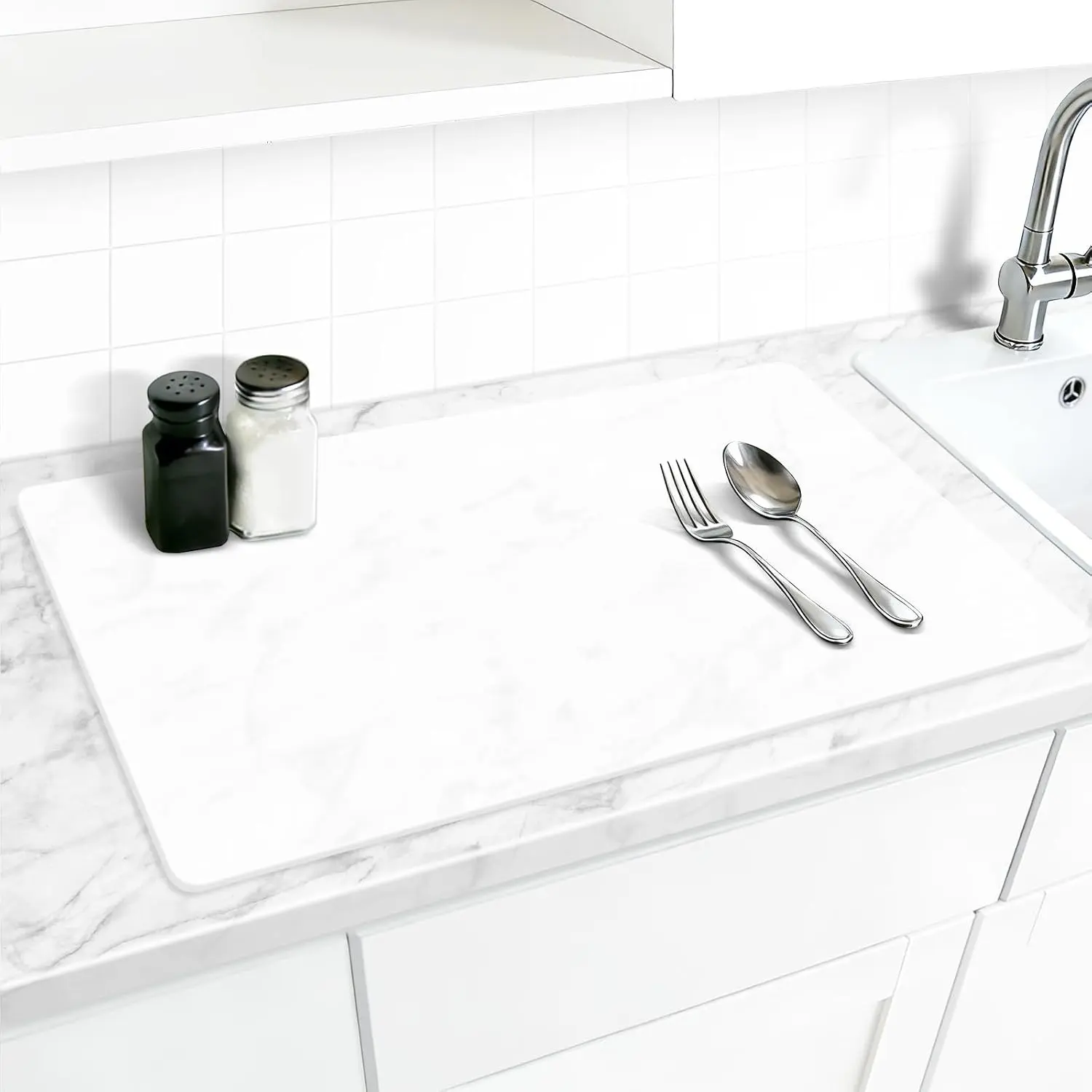 Silicone Mat for Kitchen Counter 27.5" x 16.5" x 0.08" Translucent Heat Resistant Nonslip Multipurpose Countertop Protector Shipped Rolled Up