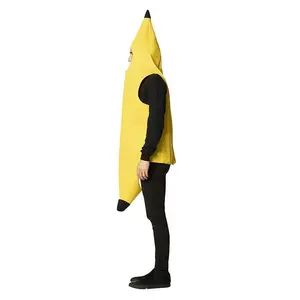 Unisex Funny Banana Cosplay Costume Suit Yellow Halloween Fruit Fancy Party Festival Dance Dress Costume
