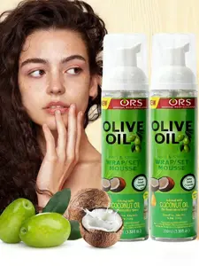 2PCS Ors Olive Oil Curl Mousse, Curl Defining Mousse, Long-Lasting Shine, Glossy, Natural Curls, Woolly Curls, Synthetic Hair Styling, All Seasons Use