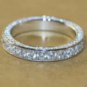 Huitan Classic Women Band Ring Full Paved Crystal Zircon Stone Brilliant Lover Wedding Engagement Party Ring Round Rings Jewelry