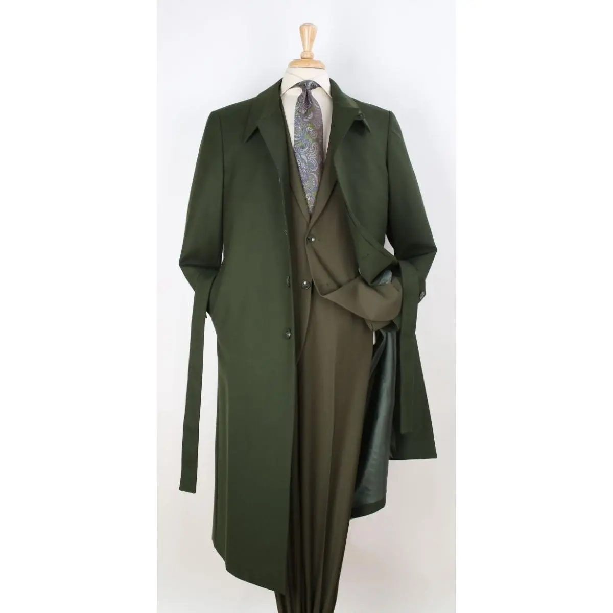 Men's Single Breasted 100% Wool Duster Coat, a Lengthened Menswear Top with a Slimming Belt and Wide Lapel, Tops, Fabric, Jacket, Long, Fashion